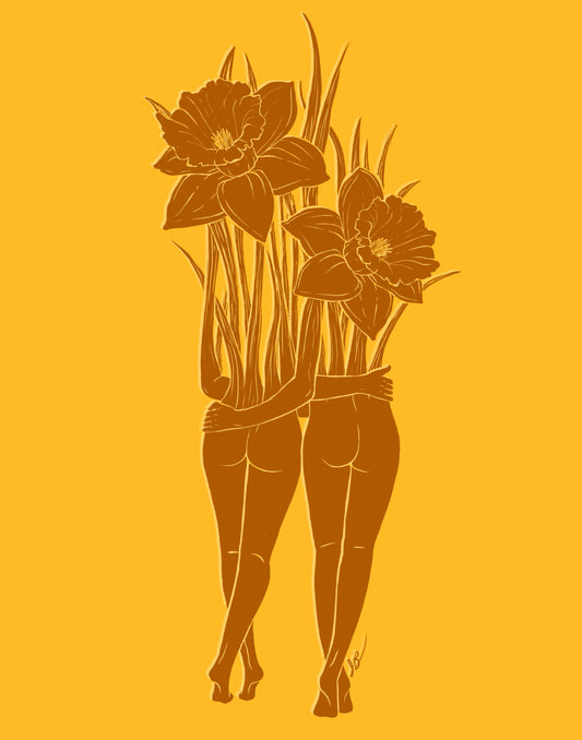 Daffodil March Birth Month Flower Sisters 8x10" Museum Grade Print - 8x10"