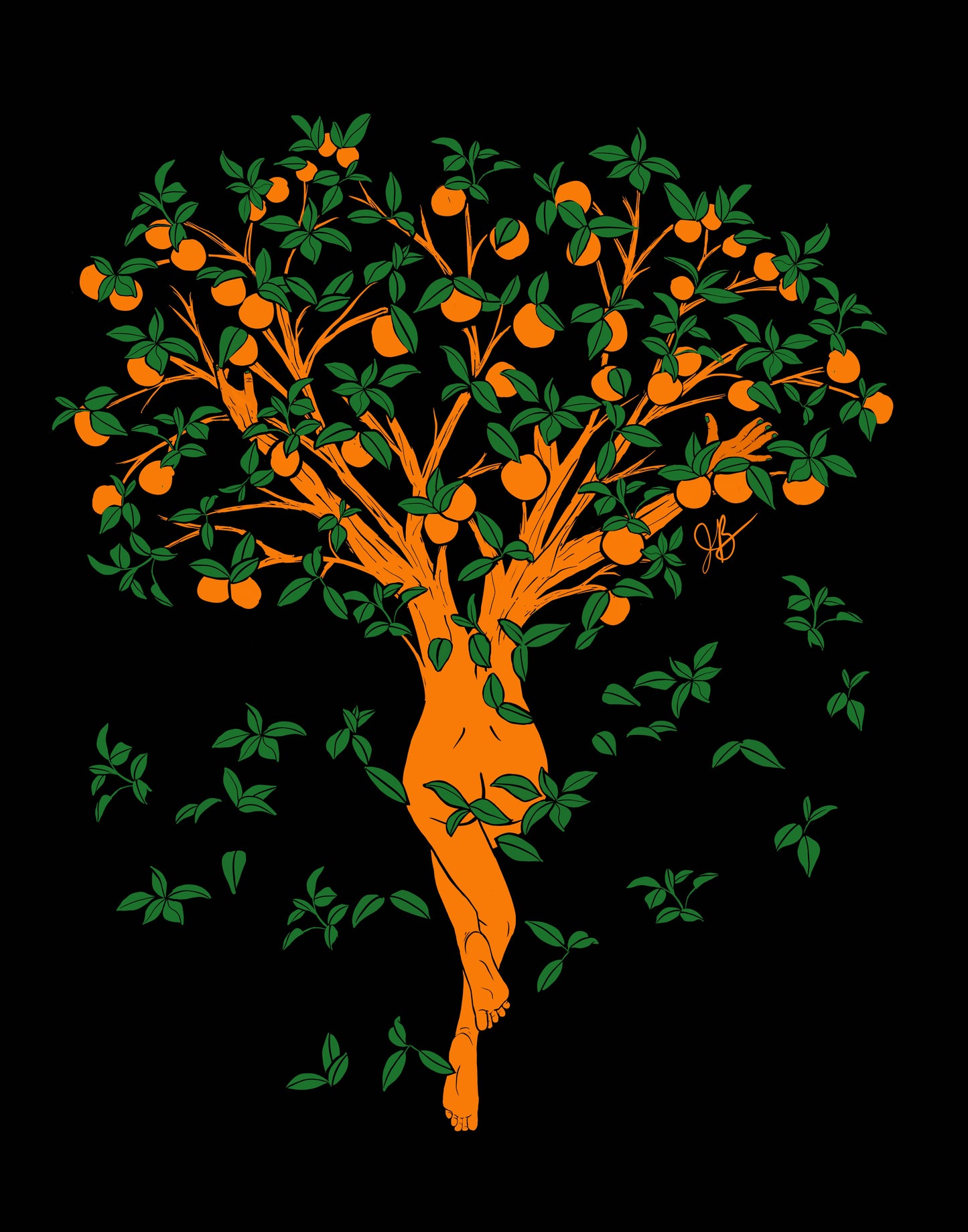 Orange Tree Woman Museum Grade Art Print - 8x10"