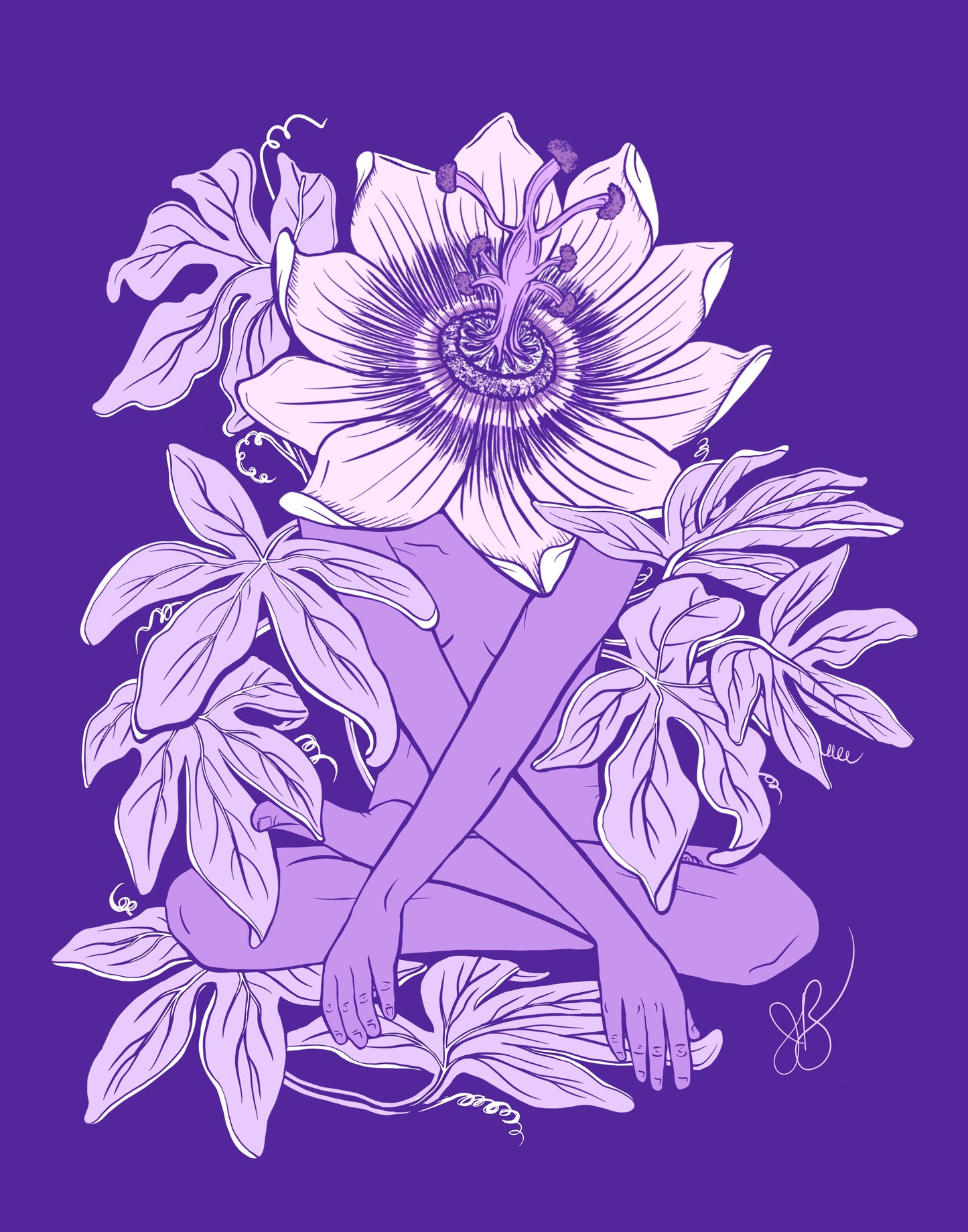 Passion Flower Woman Museum-Grade Print - 8x10"