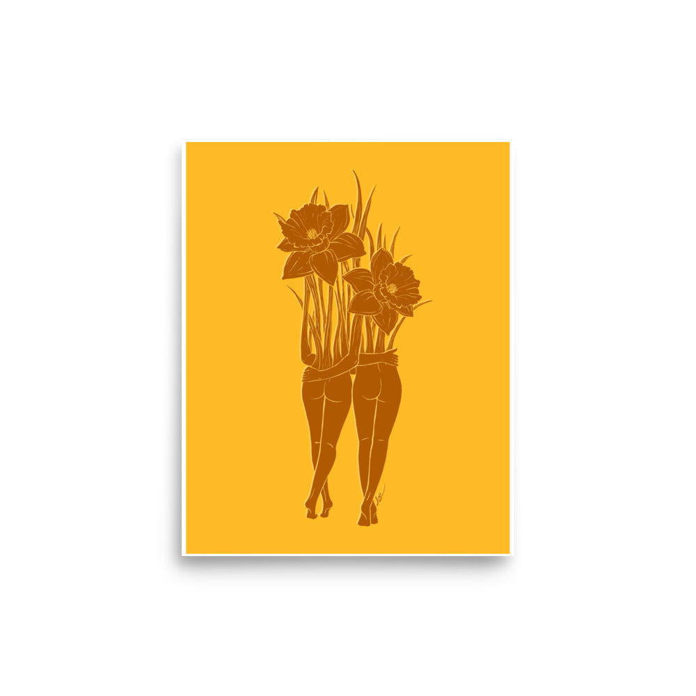 Daffodil March Birth Month Flower Sisters 8x10" Museum Grade Print - 8x10"