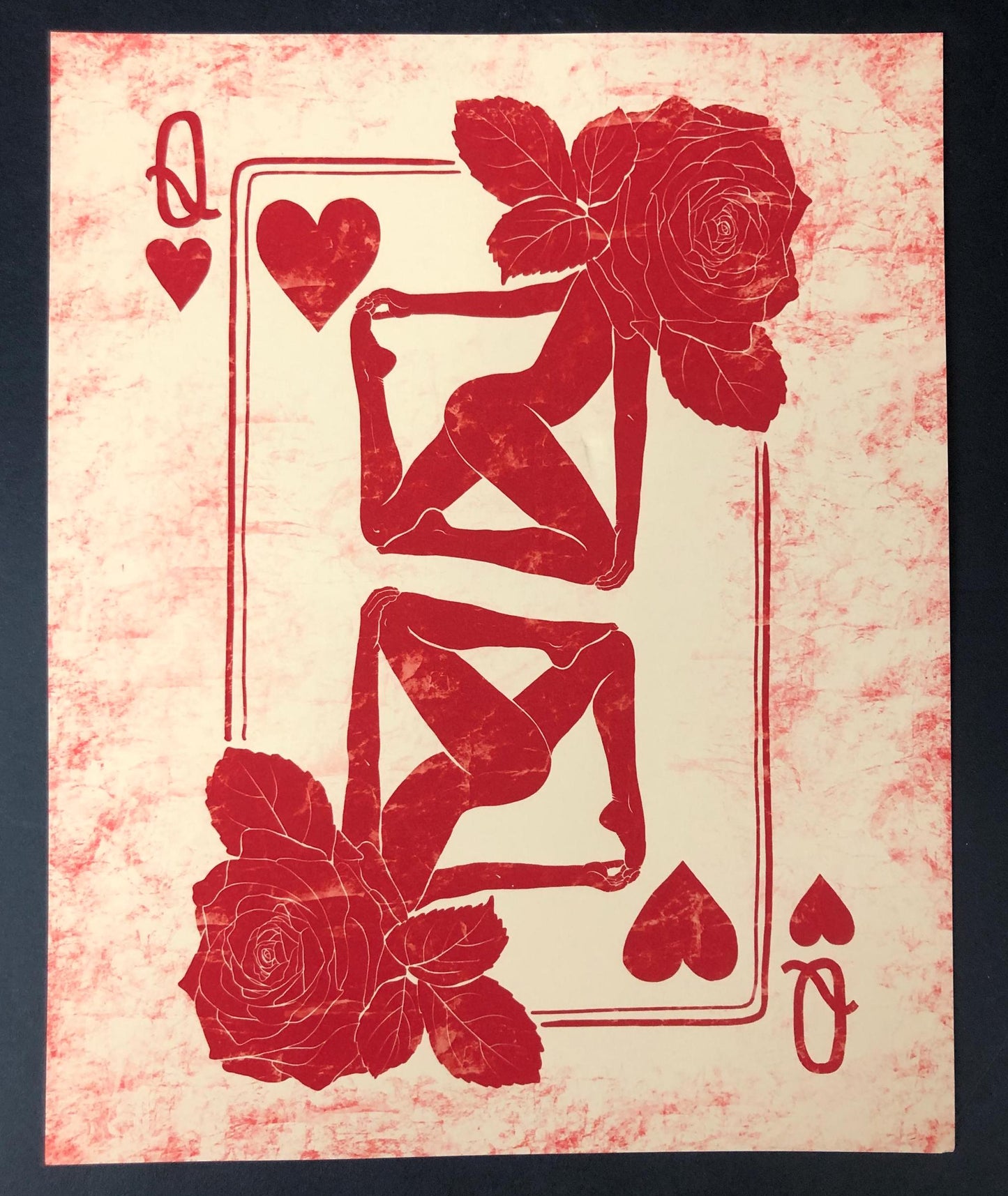 Rose Queen of Hearts Playing Card Museum-Quality Print - 8x10"