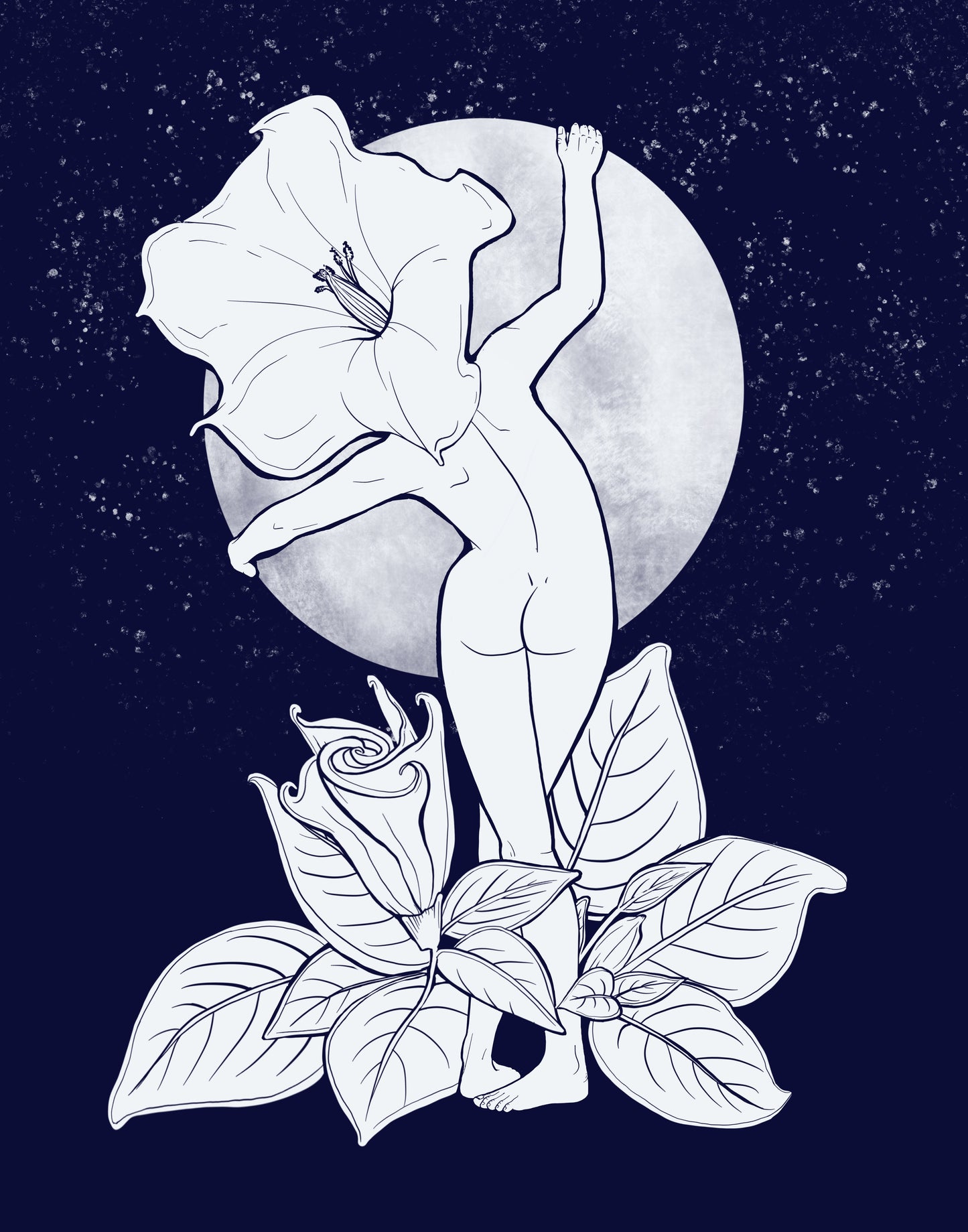 Datura Moon Flower (Jimson Weed) Woman Museum-Grade Matte Print - 8x10"