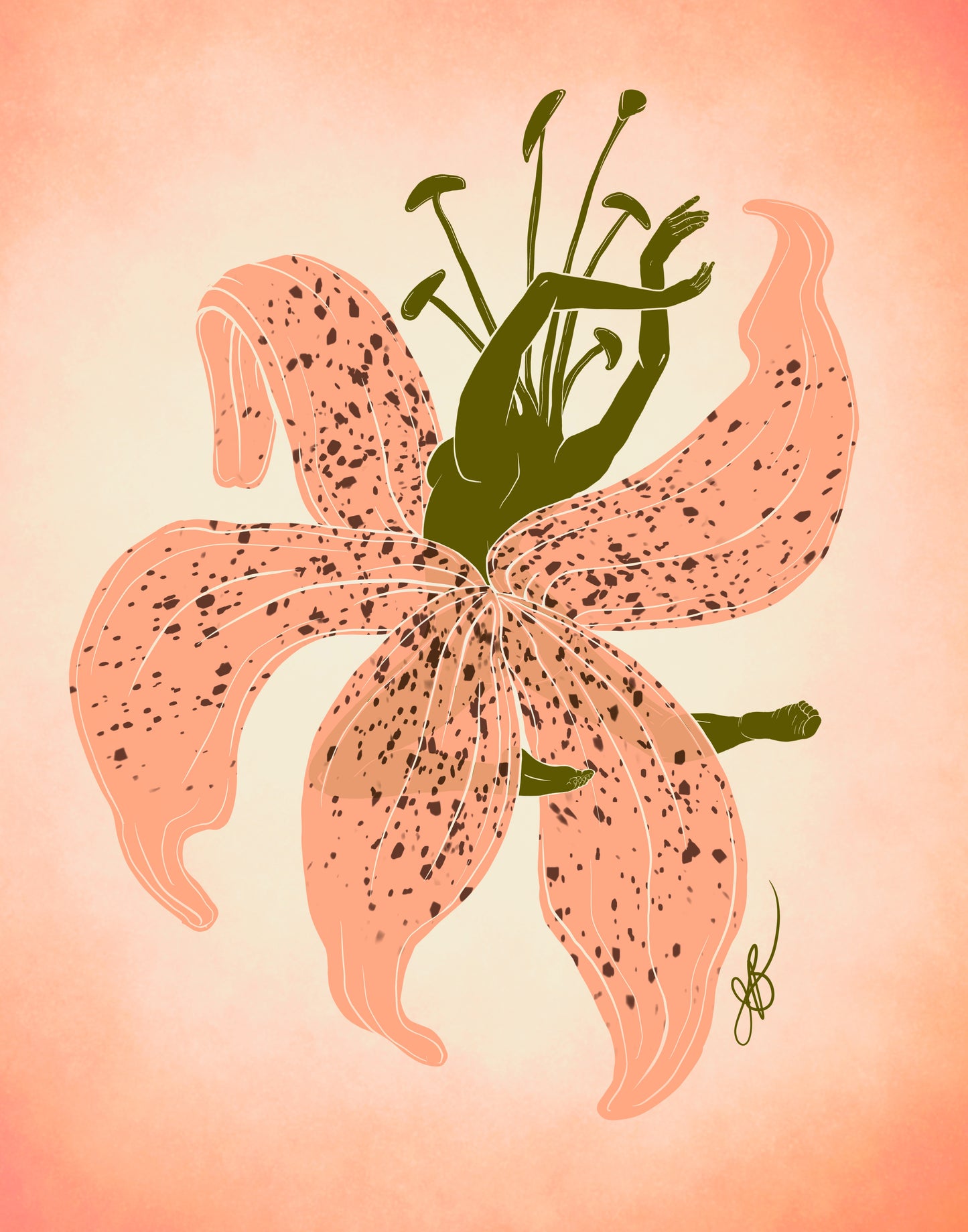 Tiger Lily Ballerina May Birth Flower Museum-Grade Print - 8x10"