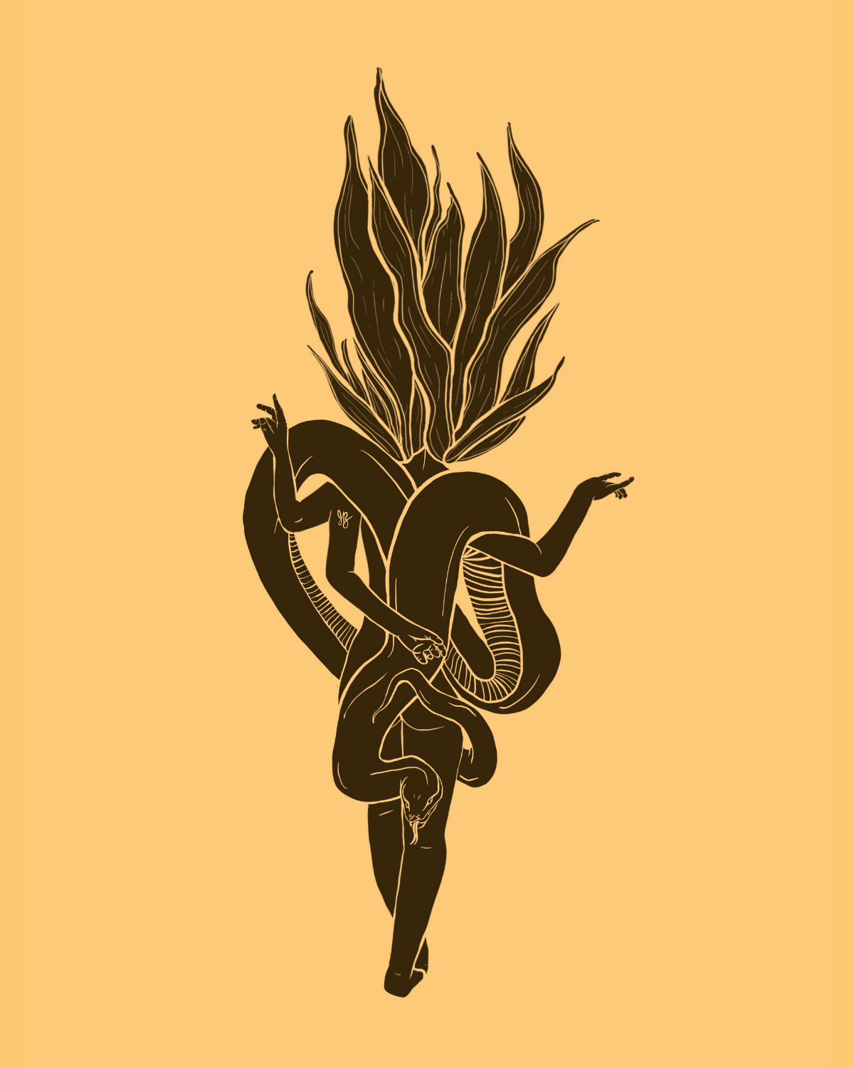 Snake Plant Botanical Lady Museum-Grade Matte Print - 8x10"