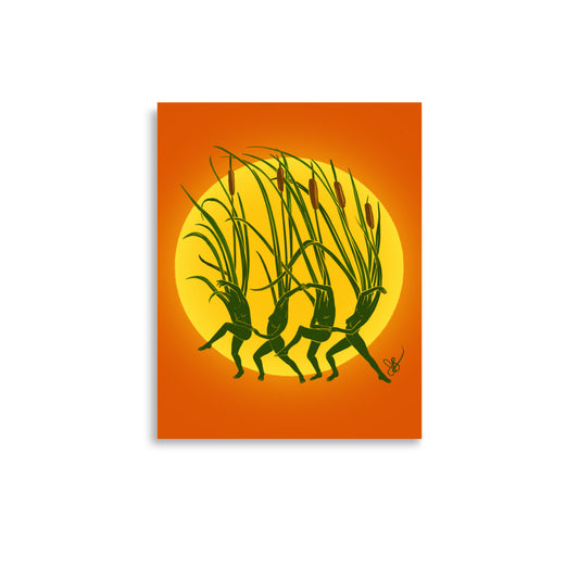 Cattail Botanical Dancers Museum Grade Art Print - 8x10"