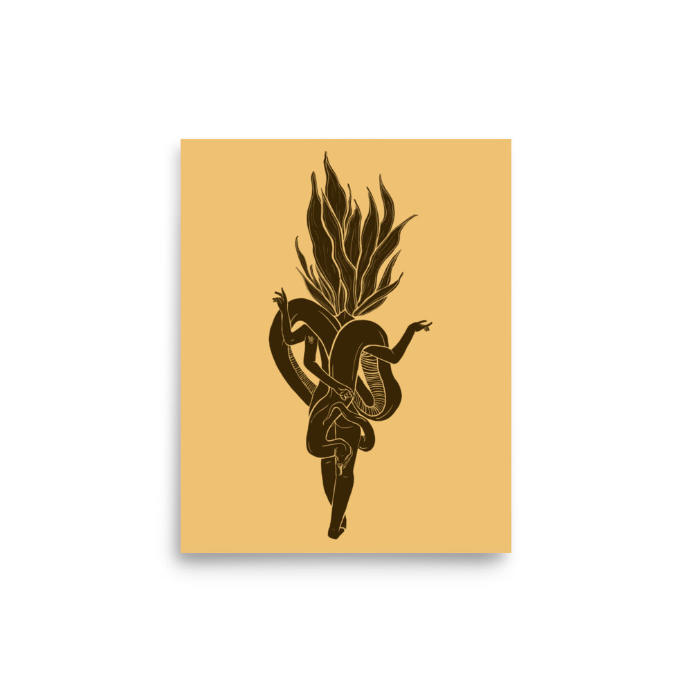 Snake Plant Botanical Lady Museum-Grade Matte Print - 8x10"