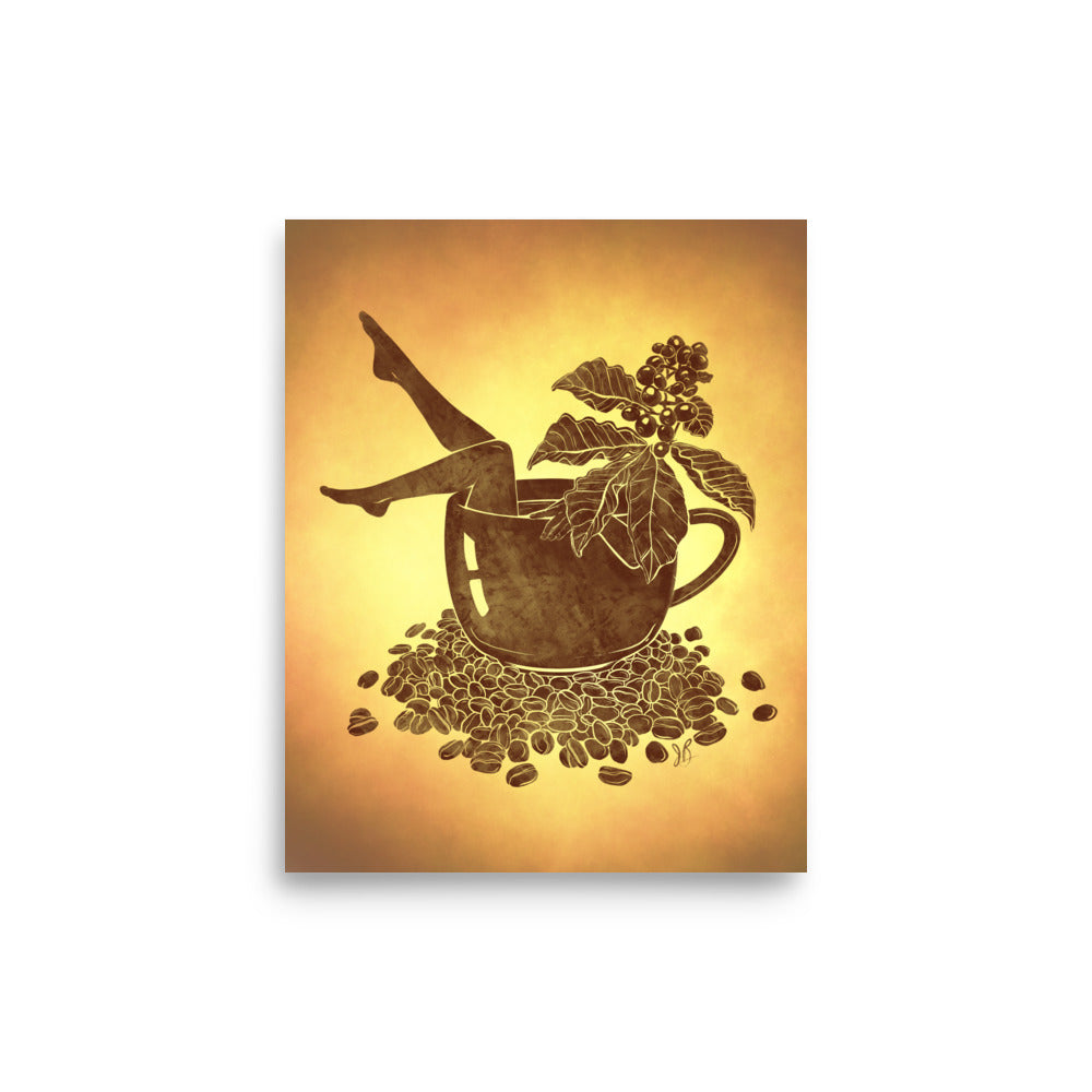 Swimming in my Coffee Mug Cabaret Botanical Lady Museum-Grade Art Print - 8x10"