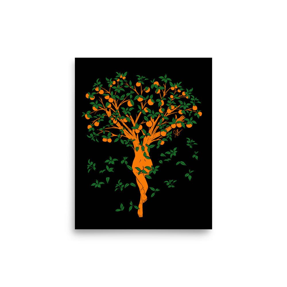 Orange Tree Woman Museum Grade Art Print - 8x10"