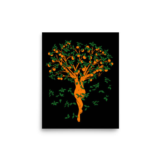 Orange Tree Woman Museum Grade Art Print - 8x10"