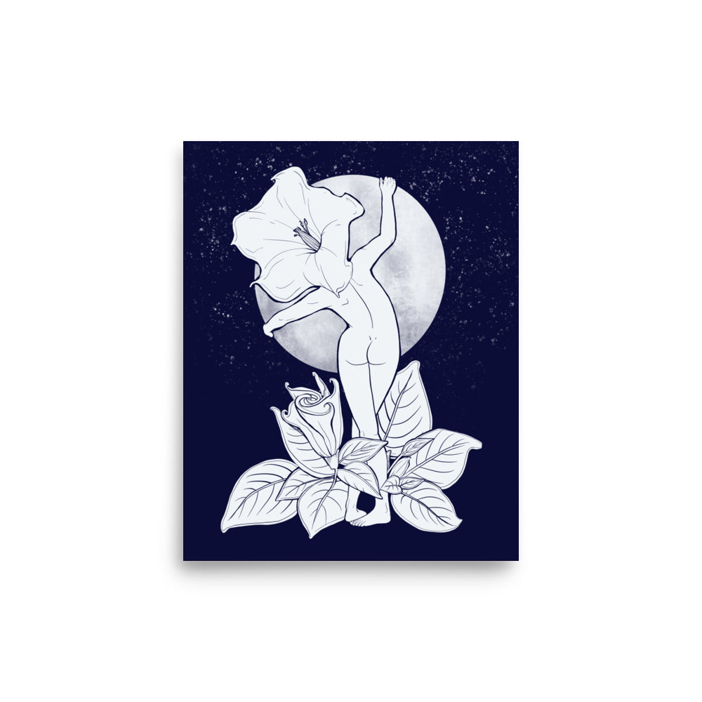 Datura Moon Flower (Jimson Weed) Woman Museum-Grade Matte Print - 8x10"