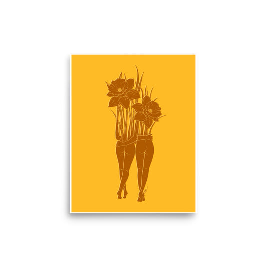 Daffodil March Birth Month Flower Sisters 8x10" Museum Grade Print - 8x10"