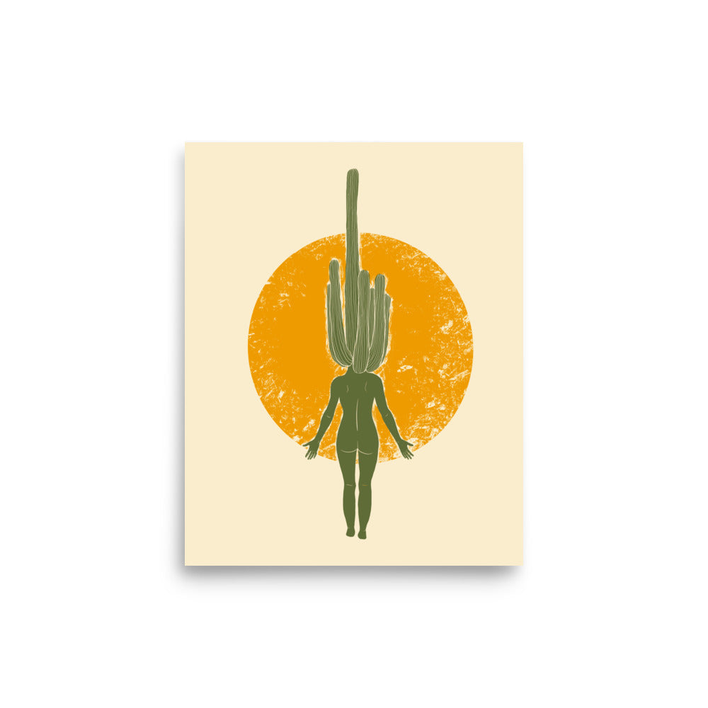 Saguaro Cactus Desert Lady Illustration 8x10"