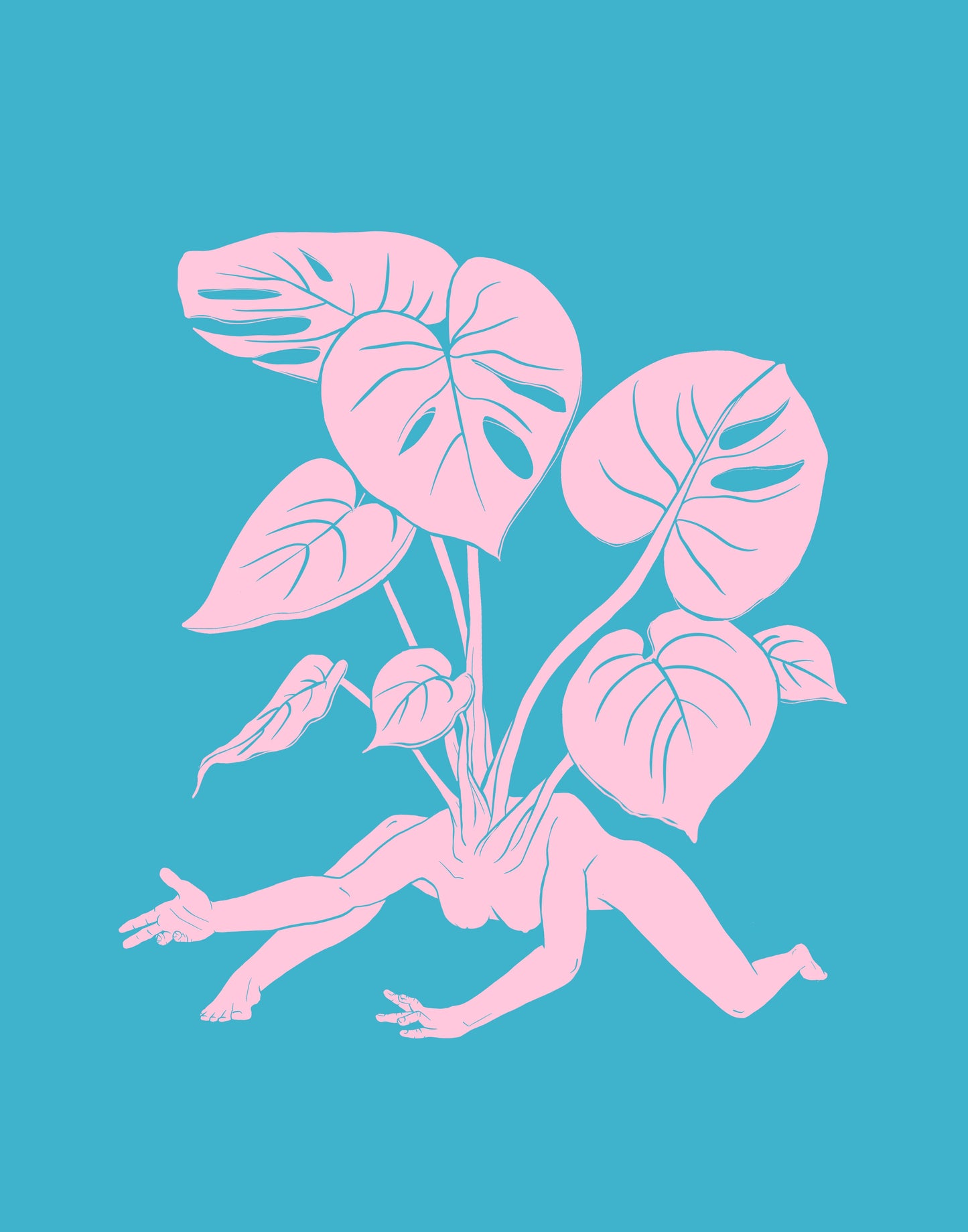 Monstera Botanical Lady Museum-Grade Matte Print - 8x10"